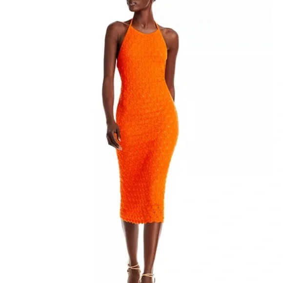 Alice + Olivia Orange Halter Knit Dress